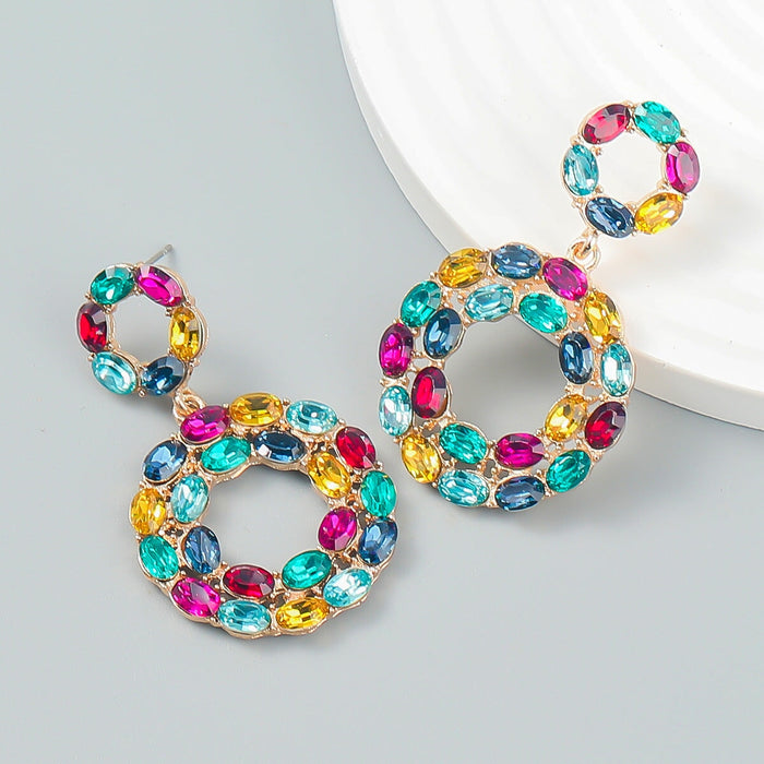 Wholesale Boho Round Color Rhinestone Alloy Earrings JDC-ES-JL934 Earrings 氿乐 Wholesale Jewelry JoyasDeChina Joyas De China