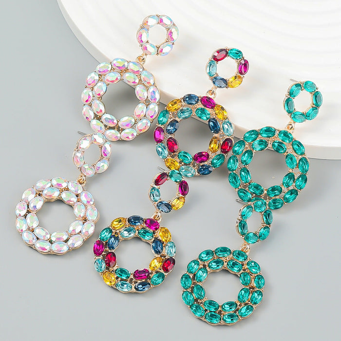 Wholesale Boho Round Color Rhinestone Alloy Earrings JDC-ES-JL934 Earrings 氿乐 Wholesale Jewelry JoyasDeChina Joyas De China