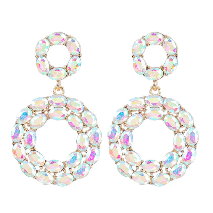 Wholesale Boho Round Color Rhinestone Alloy Earrings JDC-ES-JL934 Earrings 氿乐 AB color Wholesale Jewelry JoyasDeChina Joyas De China