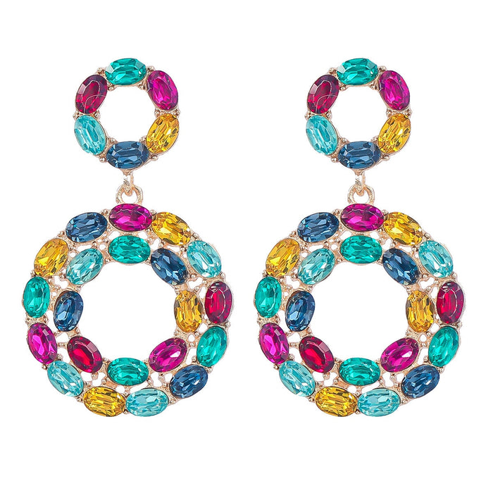 Wholesale Boho Round Color Rhinestone Alloy Earrings JDC-ES-JL934 Earrings 氿乐 color Wholesale Jewelry JoyasDeChina Joyas De China