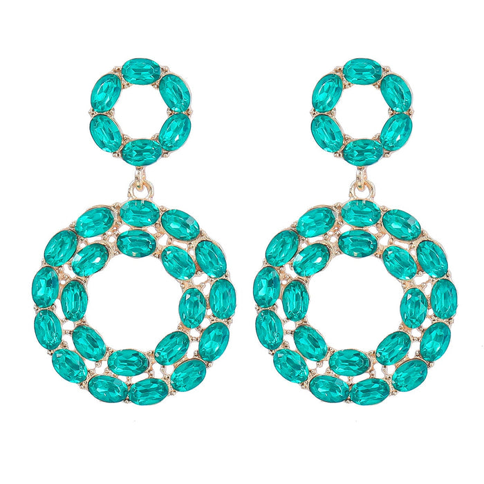 Wholesale Boho Round Color Rhinestone Alloy Earrings JDC-ES-JL934 Earrings 氿乐 green Wholesale Jewelry JoyasDeChina Joyas De China