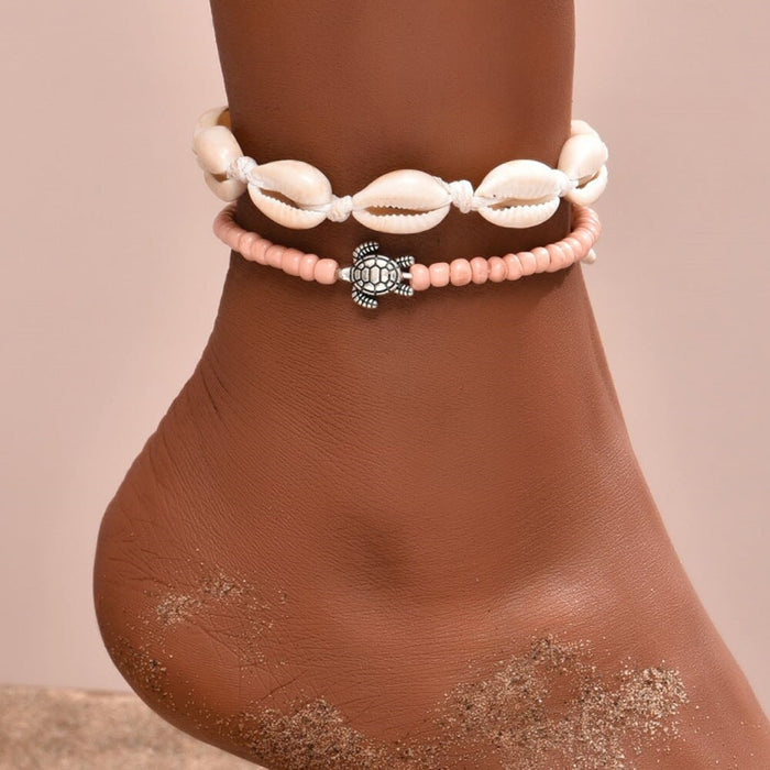 Wholesale Boho Shell Turtle Beaded Alloy Anklet JDC-AS-YeB009 anklets 烨贝 Wholesale Jewelry JoyasDeChina Joyas De China