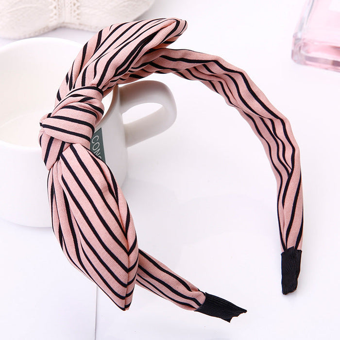 Wholesale bow dot stripe hair hoop JDC-HD-GSQY043 Headband JoyasDeChina stripe Pink Wholesale Jewelry JoyasDeChina Joyas De China