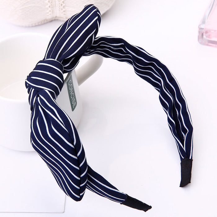Wholesale bow dot stripe hair hoop JDC-HD-GSQY043 Headband JoyasDeChina striped Navy Wholesale Jewelry JoyasDeChina Joyas De China