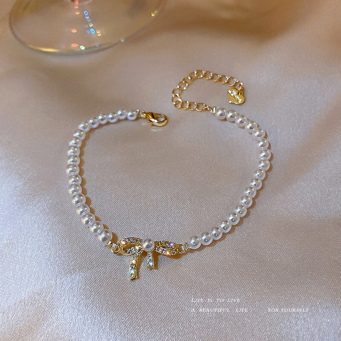 Wholesale bow pearl alloy bracelet JDC-BT-BaoY007 Bracelet 宝钰 Wholesale Jewelry JoyasDeChina Joyas De China