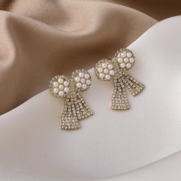 Wholesale bow pearl earrings JDC-ES-W333 Earrings JoyasDeChina Wholesale Jewelry JoyasDeChina Joyas De China