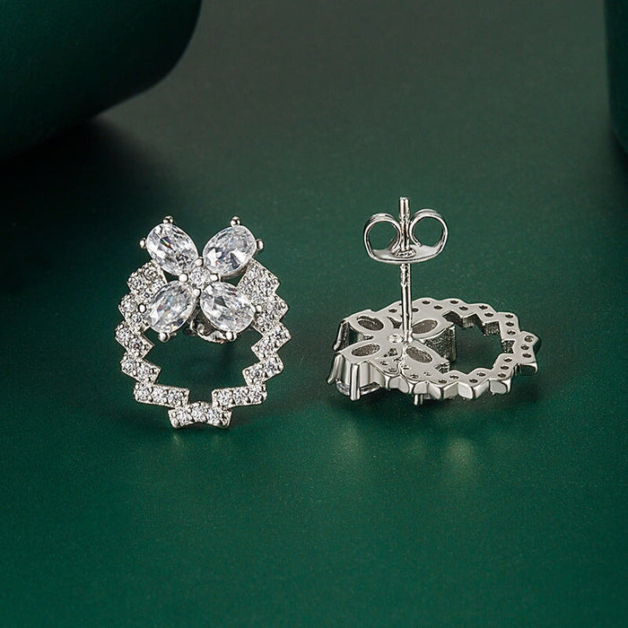 Wholesale bow silver plated red stud earrings JDC-ES-BZ004 Earrings 标志 Wholesale Jewelry JoyasDeChina Joyas De China