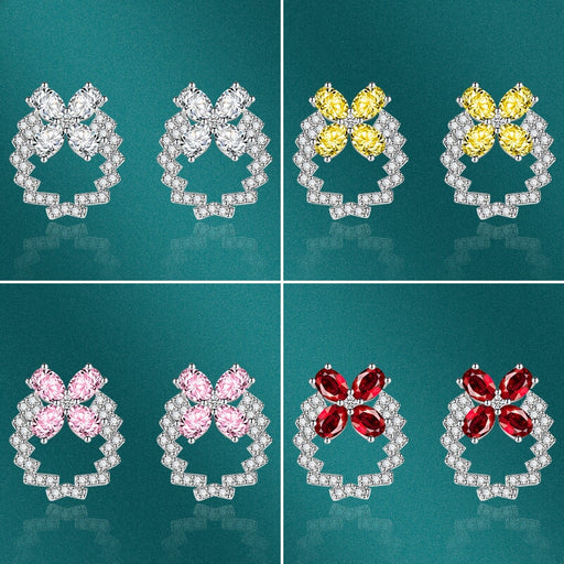 Wholesale bow silver plated red stud earrings JDC-ES-BZ004 Earrings 标志 Wholesale Jewelry JoyasDeChina Joyas De China