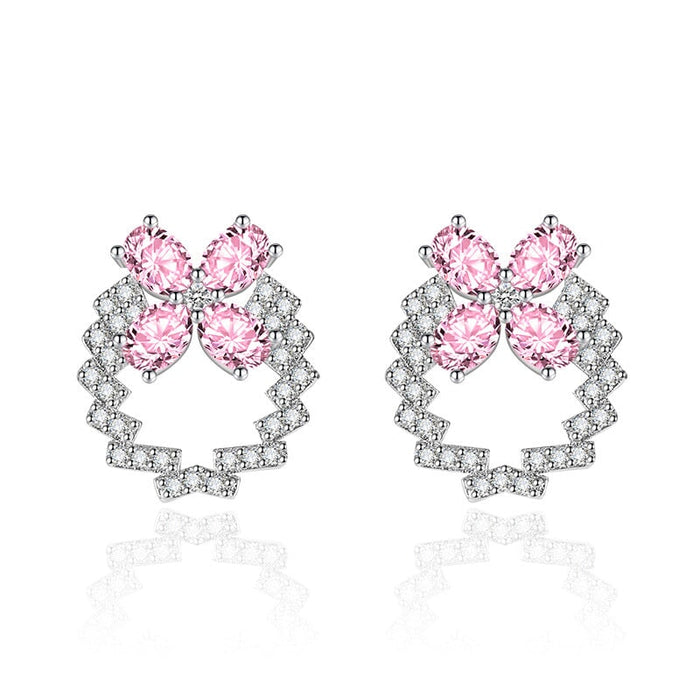 Wholesale bow silver plated red stud earrings JDC-ES-BZ004 Earrings 标志 Powder Wholesale Jewelry JoyasDeChina Joyas De China