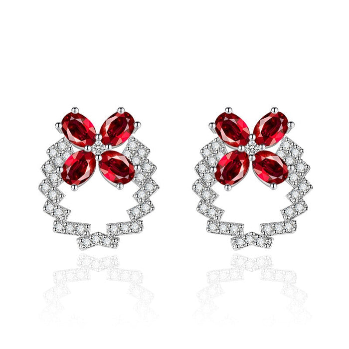 Wholesale bow silver plated red stud earrings JDC-ES-BZ004 Earrings 标志 Red Wholesale Jewelry JoyasDeChina Joyas De China
