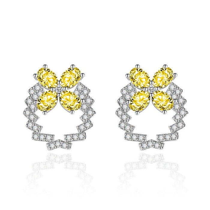 Wholesale bow silver plated red stud earrings JDC-ES-BZ004 Earrings 标志 yellow Wholesale Jewelry JoyasDeChina Joyas De China