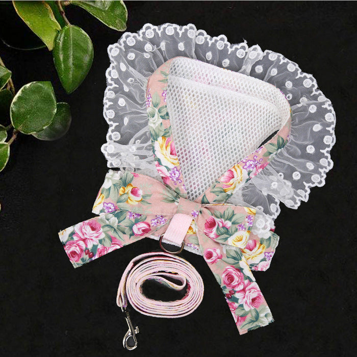 Wholesale bowknot chest strap polyester pet leash JDC-PL-WW002 Pet Leash JoyasDeChina Pink rose bow S Wholesale Jewelry JoyasDeChina Joyas De China