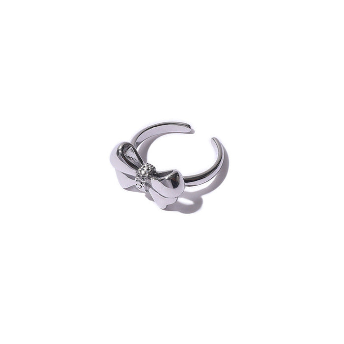 Wholesale Bowknot Copper Open Rings JDC-RS-YWLY005 Rings 丽轶 silver 7 Wholesale Jewelry JoyasDeChina Joyas De China