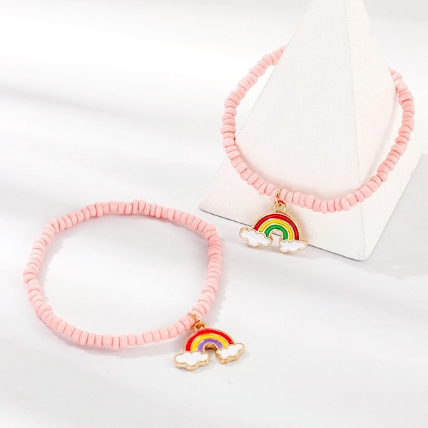 Bulk Jewelry Wholesale Bracelet alloy rice Beads Pink rainbow JDC-BT-e056 Wholesale factory from China YIWU China