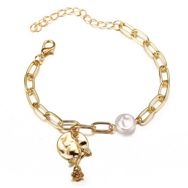 Bulk Jewelry Wholesale Bracelet gold Alloy Pearl disc rose JDC-BT-xy216 Wholesale factory from China YIWU China