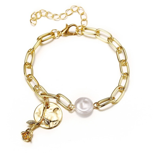 Bulk Jewelry Wholesale Bracelet gold Alloy Pearl disc rose JDC-BT-xy216 Wholesale factory from China YIWU China