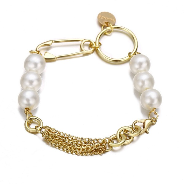 Bulk Jewelry Wholesale Bracelet gold Alloy Pearl metal paper clip circle JDC-BT-xy214 Wholesale factory from China YIWU China