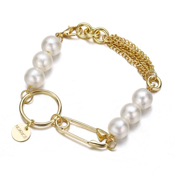 Bulk Jewelry Wholesale Bracelet gold Alloy Pearl metal paper clip circle JDC-BT-xy214 Wholesale factory from China YIWU China