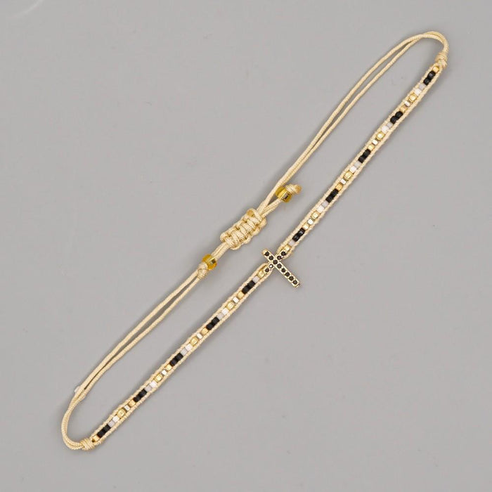 Bulk Jewelry Wholesale Bracelet Miyuki rice Golden cross with diamonds JDC-gbh565 Wholesale factory from China YIWU China