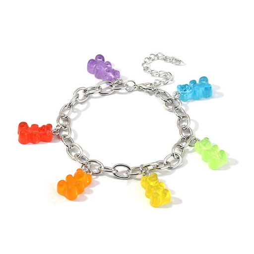 Bulk Jewelry Wholesale bracelet silver alloy candy-colored bear JDC-BT-e051 Wholesale factory from China YIWU China