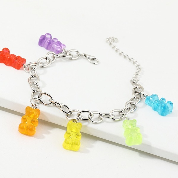 Bulk Jewelry Wholesale bracelet silver alloy candy-colored bear JDC-BT-e051 Wholesale factory from China YIWU China
