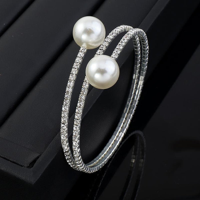 Bulk Jewelry Wholesale bracelet white rhinestone pearl multilayer JDC-BT-e0109 Wholesale factory from China YIWU China