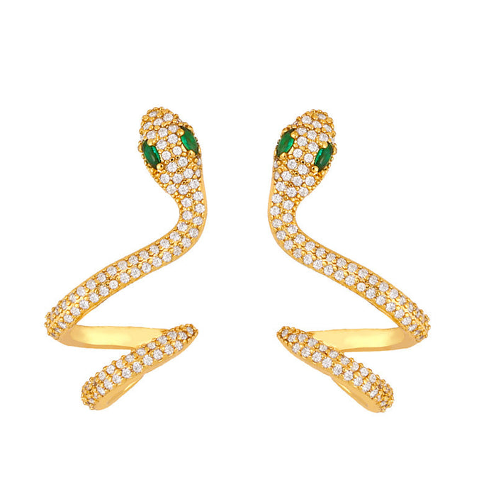 Wholesale brass diamond snake Gold Earrings JDC-ES-AS037 Earrings 翱?N Graph color Wholesale Jewelry JoyasDeChina Joyas De China