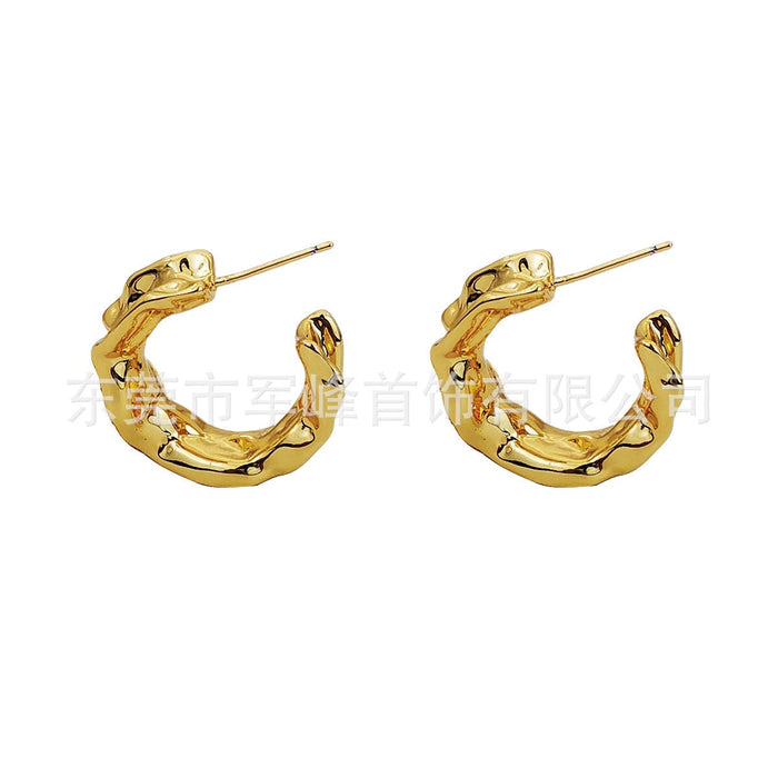 Wholesale Brass Electroplated White Steel Lava Irregular Earrings JDC-ES-Junf002 Earrings 军峰 Wholesale Jewelry JoyasDeChina Joyas De China