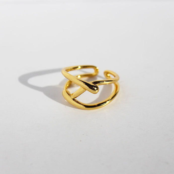 Wholesale Brass Geometric Line Cross Set Open Ring For Women Ins JDC-RS-BaoLi061 Rings 宝莉 Golden Opening adjustable Wholesale Jewelry JoyasDeChina Joyas De China