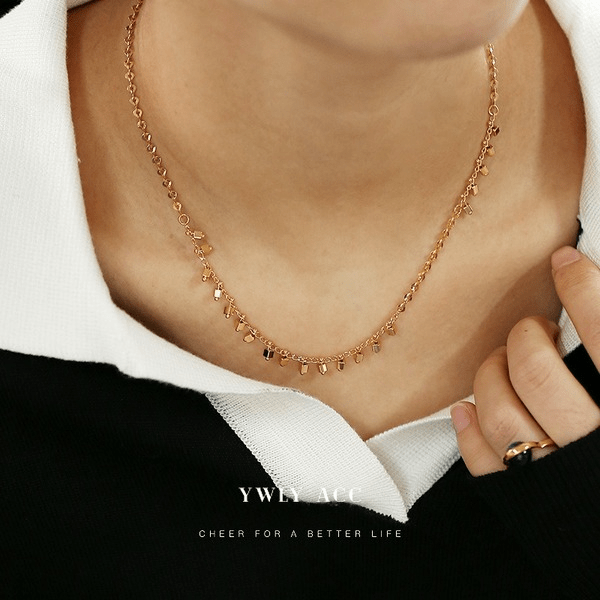 Wholesale Brass Gold Chain Stitching Clavicle Necklace JDC-NE-YWLY019 necklaces 丽轶 Wholesale Jewelry JoyasDeChina Joyas De China