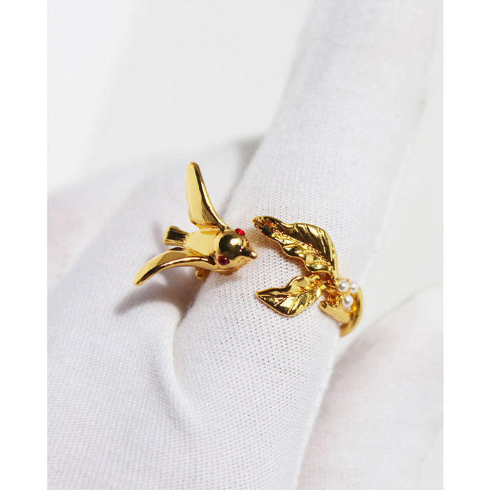 Wholesale brass gold plated bird rings JDC-RS-BaoLi033 Rings 宝莉 Wholesale Jewelry JoyasDeChina Joyas De China