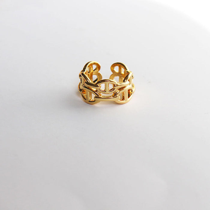 Wholesale brass gold plated chain rings JDC-RS-BaoLi015 Rings 宝莉 Wholesale Jewelry JoyasDeChina Joyas De China
