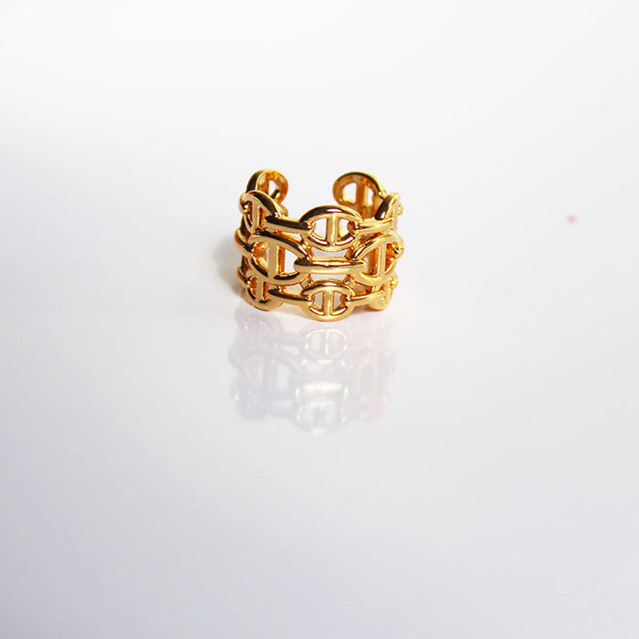 Wholesale brass gold plated chain rings JDC-RS-BaoLi015 Rings 宝莉 Three layers adjustable Wholesale Jewelry JoyasDeChina Joyas De China