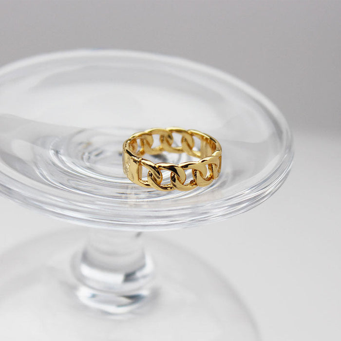 Wholesale Brass Gold Plated Chain Rings JDC-RS-BaoLi056 Rings 宝莉 gold one size Wholesale Jewelry JoyasDeChina Joyas De China