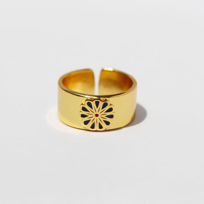 Wholesale brass gold-plated daisy rings JDC-RS-BaoLi044 Rings 宝莉 blue Wholesale Jewelry JoyasDeChina Joyas De China