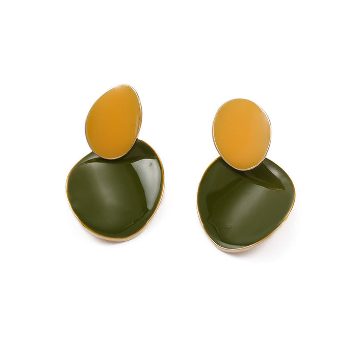 Wholesale brass gold plated earrings JDC-ES-YWLY013 Earrings 丽轶 green Wholesale Jewelry JoyasDeChina Joyas De China