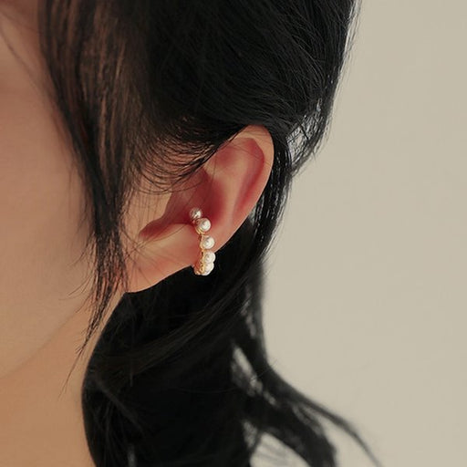Wholesale brass gold plated natural pearl ear clip JDC-ES-YWLY007 Earrings 丽轶 Wholesale Jewelry JoyasDeChina Joyas De China