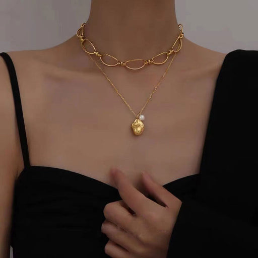 Wholesale brass gold plated pearl necklace JDC-NE-BaoLi008 Necklaces 宝莉 Wholesale Jewelry JoyasDeChina Joyas De China