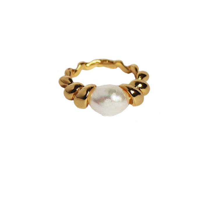 Wholesale brass gold plated pearl rings JDC-RS-BaoLi001 Rings 宝莉 Wholesale Jewelry JoyasDeChina Joyas De China