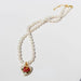 Wholesale Brass Gold Plated Pearl Rose Necklaces JDC-NE-BaoLi005 Necklaces 宝莉 pearl Wholesale Jewelry JoyasDeChina Joyas De China