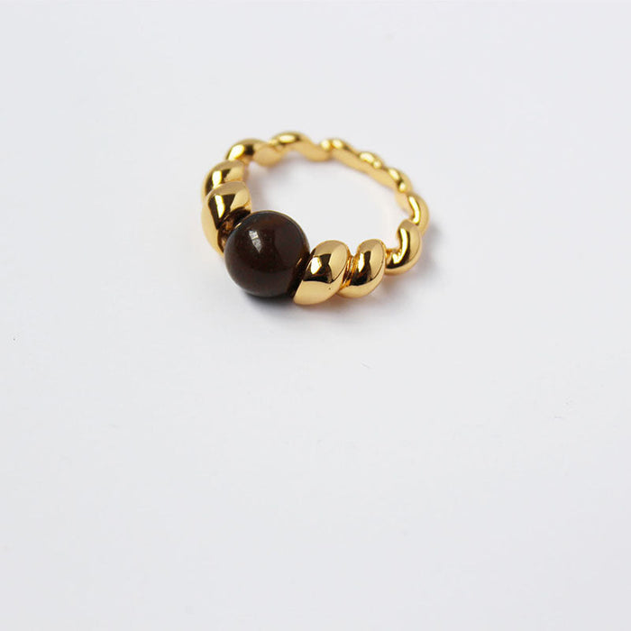 Wholesale brass gold plated rings JDC-RS-BaoLi022 Rings 宝莉 brown 7 Wholesale Jewelry JoyasDeChina Joyas De China