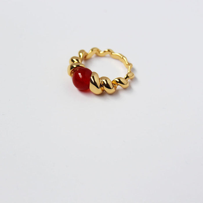 Wholesale brass gold plated rings JDC-RS-BaoLi022 Rings 宝莉 red 7 Wholesale Jewelry JoyasDeChina Joyas De China