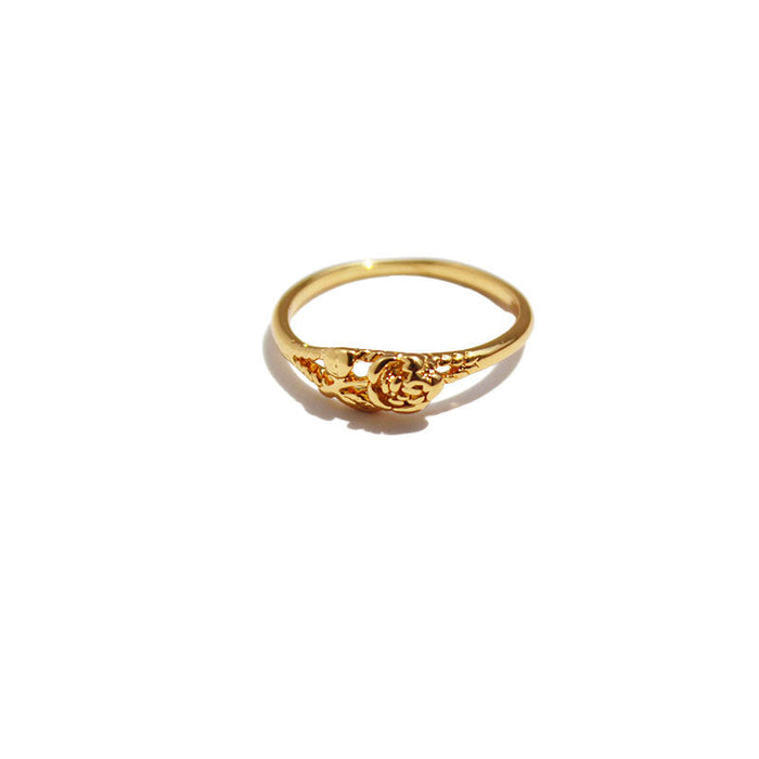 Wholesale brass gold plated rose flower ring JDC-RS-BaoLi048 Rings 宝莉 Wholesale Jewelry JoyasDeChina Joyas De China