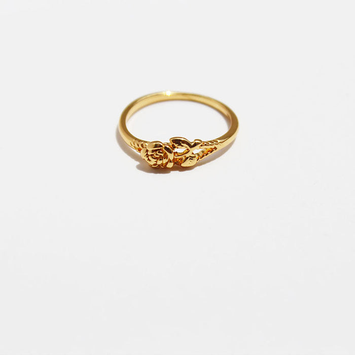 Wholesale brass gold plated rose flower ring JDC-RS-BaoLi048 Rings 宝莉 gold 7 Wholesale Jewelry JoyasDeChina Joyas De China