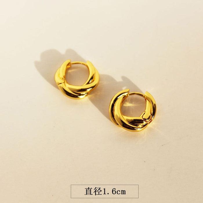 Wholesale Brass Gold Plated Simple ins Hong Kong Style Spiral Croissant Small Earrings JDC-ES-BaoLi003 Earrings 宝莉 Cross Earrings Wholesale Jewelry JoyasDeChina Joyas De China