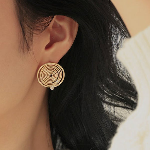 Wholesale brass gold plated zircon earrings JDC-ES-YWLY020 Earrings 丽轶 Wholesale Jewelry JoyasDeChina Joyas De China