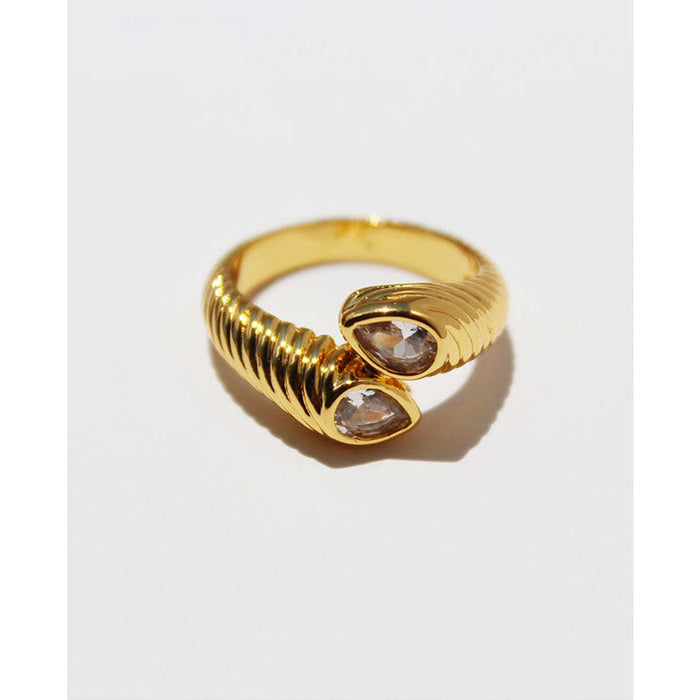 Wholesale brass gold plated zircon open rings JDC-RS-BaoLi003 Rings 宝莉 Wholesale Jewelry JoyasDeChina Joyas De China