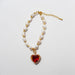Wholesale Brass Gold Plated Zircon Pearl Heart Necklaces JDC-NE-BaoLi004 Necklaces 宝莉 red bracelet Wholesale Jewelry JoyasDeChina Joyas De China