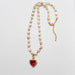 Wholesale Brass Gold Plated Zircon Pearl Heart Necklaces JDC-NE-BaoLi004 Necklaces 宝莉 red necklace Wholesale Jewelry JoyasDeChina Joyas De China