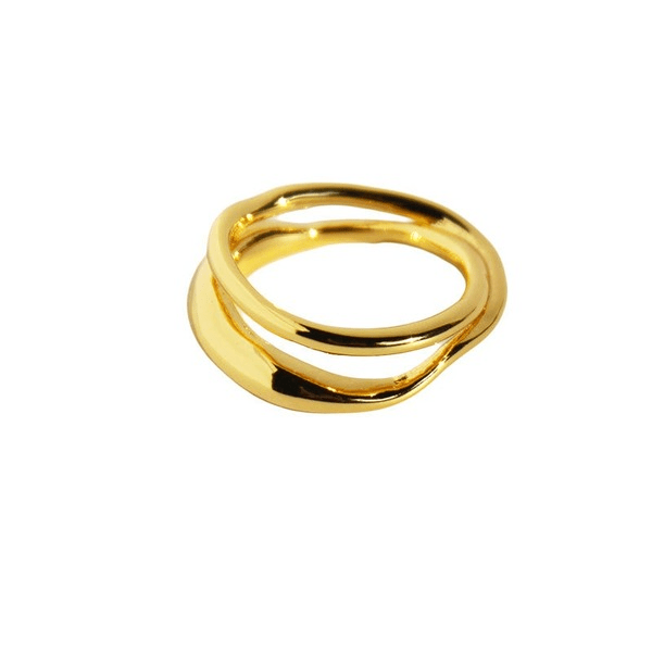Wholesale Brass Gold Plated/Platinum Glossy Line Cross Ring JDC-RS-BaoLi063 Rings 宝莉 Wholesale Jewelry JoyasDeChina Joyas De China